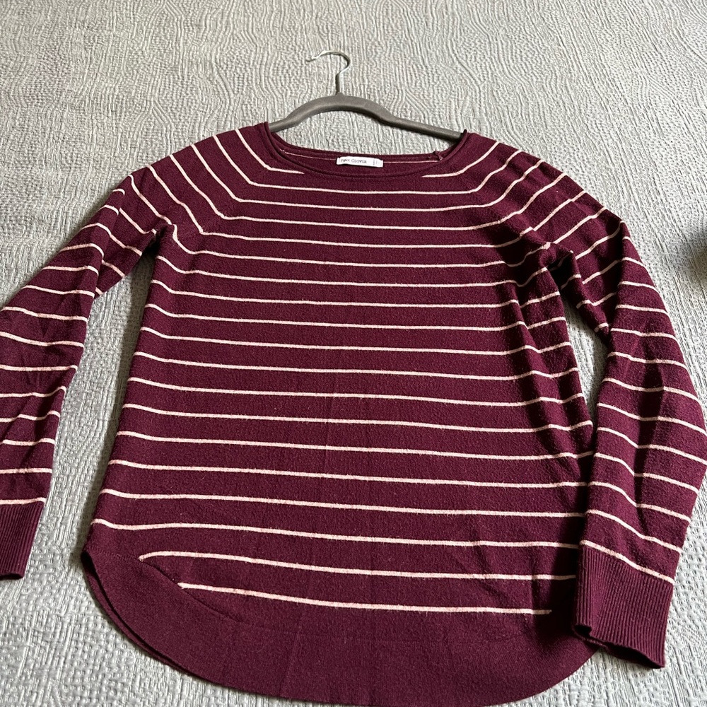 Pink Clover Burgundy Striped Sweater